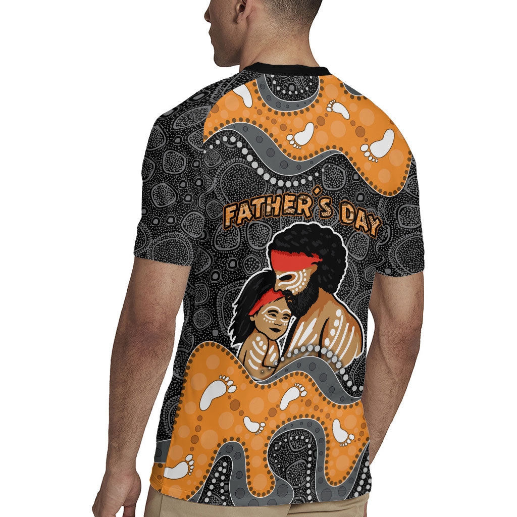 Australia Aboriginal Fathers Day Rugby Jersey Indigenous Dot Art - Family Footprint