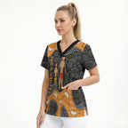Australia Aboriginal Fathers Day Scrub Top Indigenous Dot Art - Family Footprint