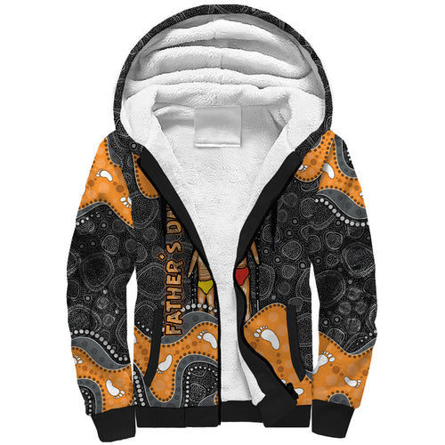 Australia Aboriginal Fathers Day Sherpa Hoodie Indigenous Dot Art - Family Footprint