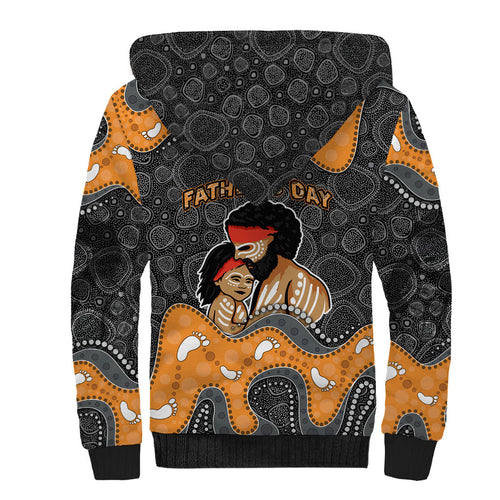 Australia Aboriginal Fathers Day Sherpa Hoodie Indigenous Dot Art - Family Footprint