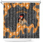 Australia Aboriginal Fathers Day Shower Curtain Indigenous Dot Art - Family Footprint