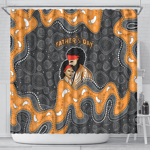 Australia Aboriginal Fathers Day Shower Curtain Indigenous Dot Art - Family Footprint