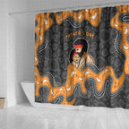Australia Aboriginal Fathers Day Shower Curtain Indigenous Dot Art - Family Footprint