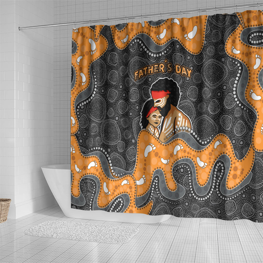 Australia Aboriginal Fathers Day Shower Curtain Indigenous Dot Art - Family Footprint