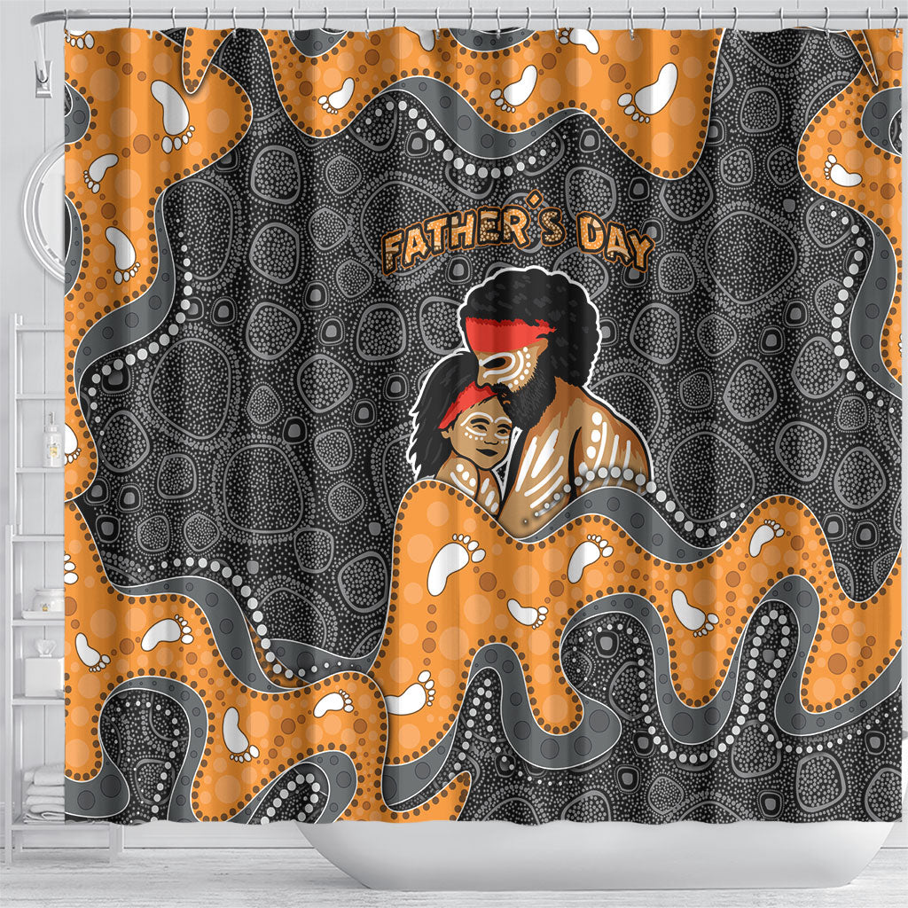 Australia Aboriginal Fathers Day Shower Curtain Indigenous Dot Art - Family Footprint