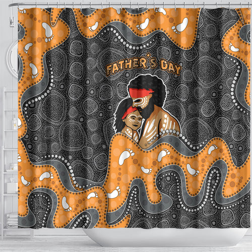 Australia Aboriginal Fathers Day Shower Curtain Indigenous Dot Art - Family Footprint