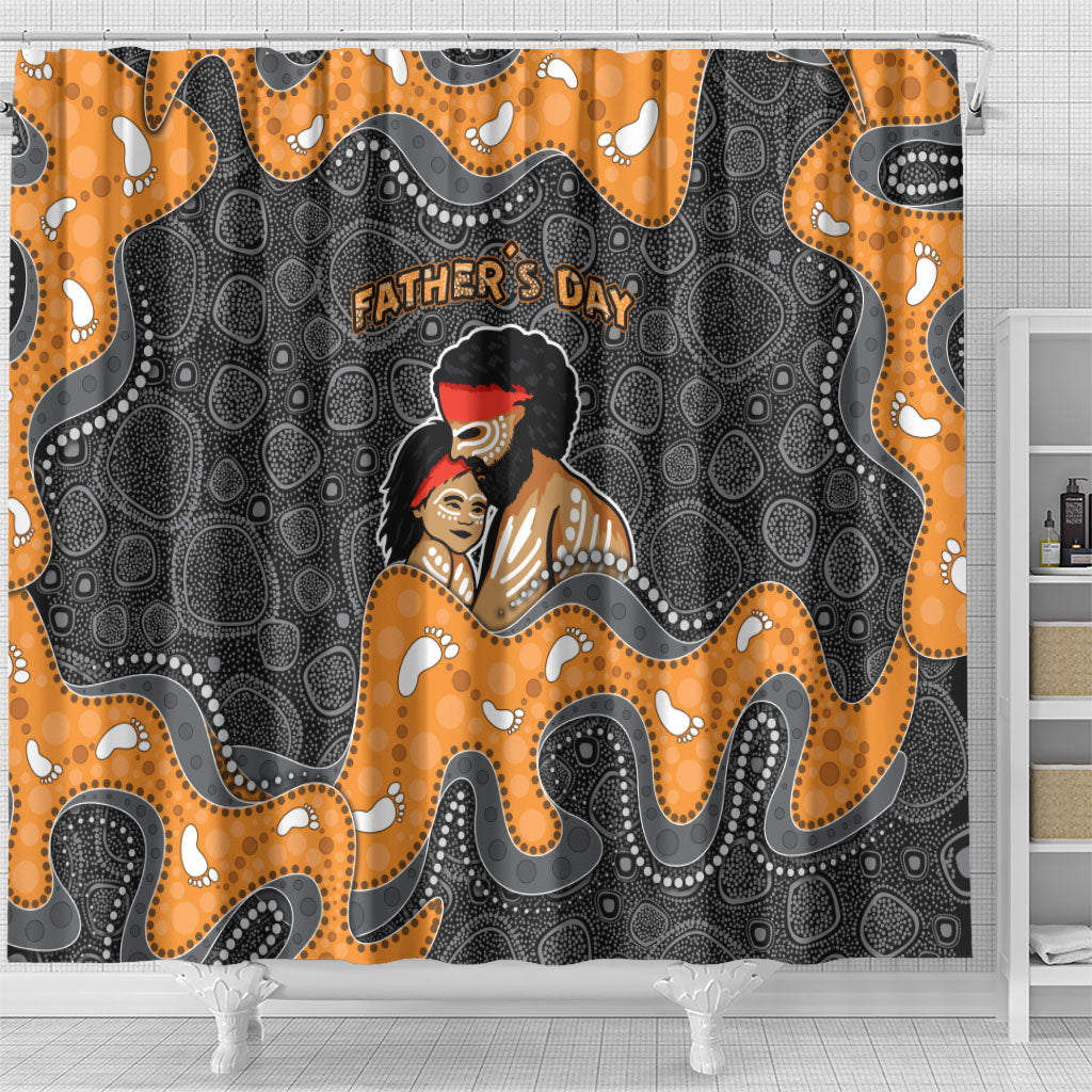 Australia Aboriginal Fathers Day Shower Curtain Indigenous Dot Art - Family Footprint