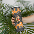 Australia Aboriginal Fathers Day Skinny Tumbler Indigenous Dot Art - Family Footprint