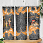 Australia Aboriginal Fathers Day Skinny Tumbler Indigenous Dot Art - Family Footprint