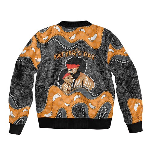 Australia Aboriginal Fathers Day Sleeve Zip Bomber Jacket Indigenous Dot Art - Family Footprint