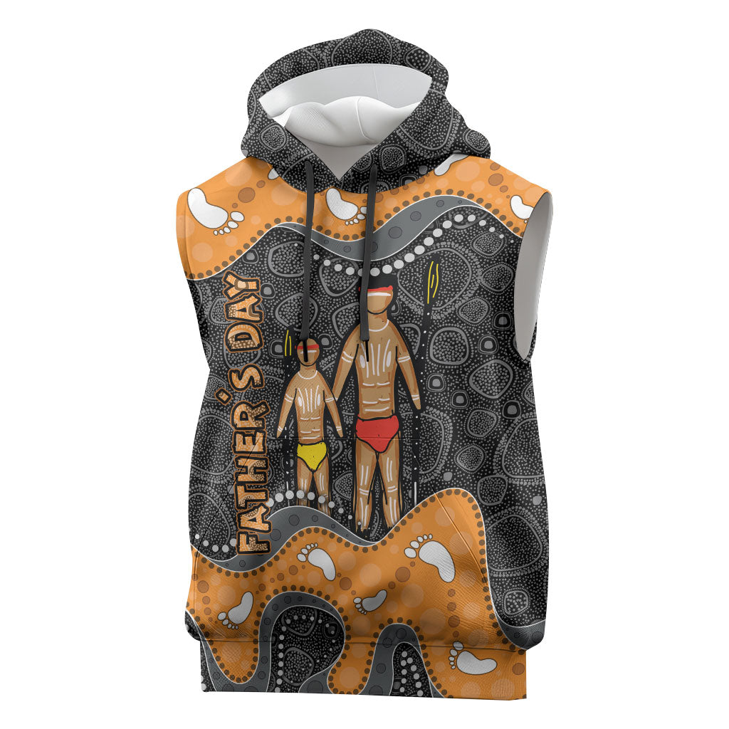 Australia Aboriginal Fathers Day Sleeveless Hoodie Indigenous Dot Art - Family Footprint