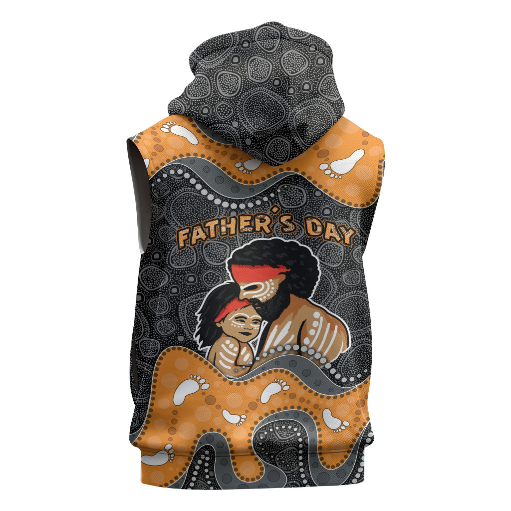 Australia Aboriginal Fathers Day Sleeveless Hoodie Indigenous Dot Art - Family Footprint