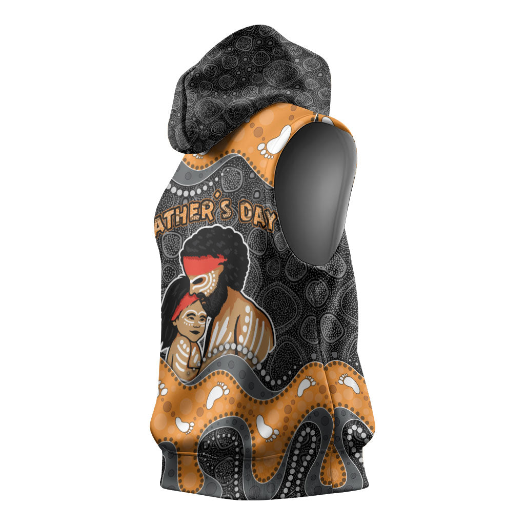 Australia Aboriginal Fathers Day Sleeveless Hoodie Indigenous Dot Art - Family Footprint