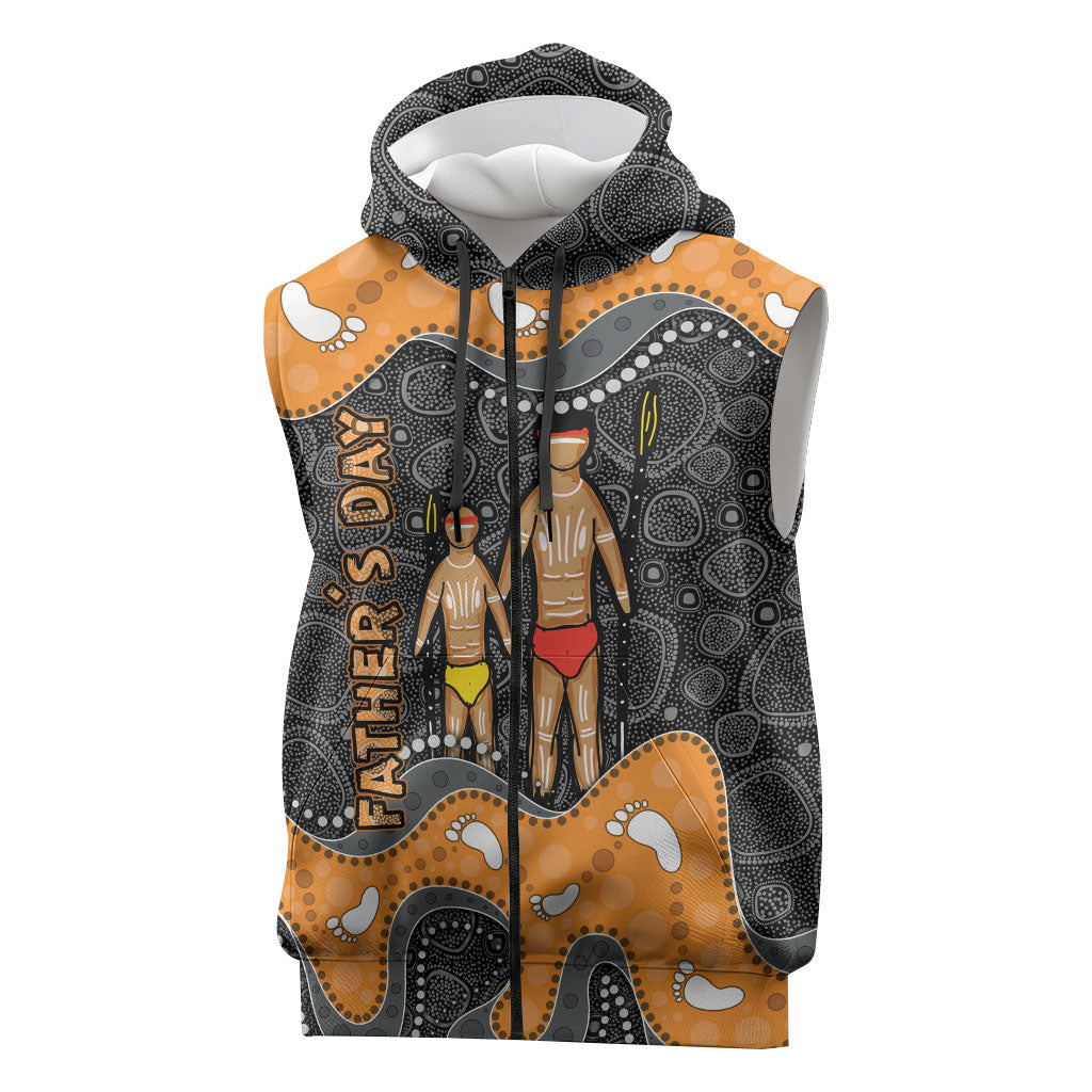 Australia Aboriginal Fathers Day Sleeveless Zip Hoodie Indigenous Dot Art - Family Footprint