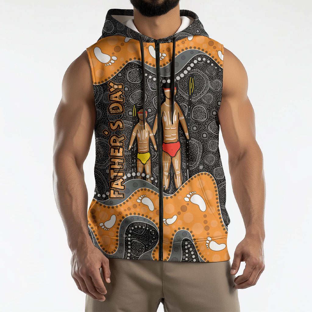 Australia Aboriginal Fathers Day Sleeveless Zip Hoodie Indigenous Dot Art - Family Footprint