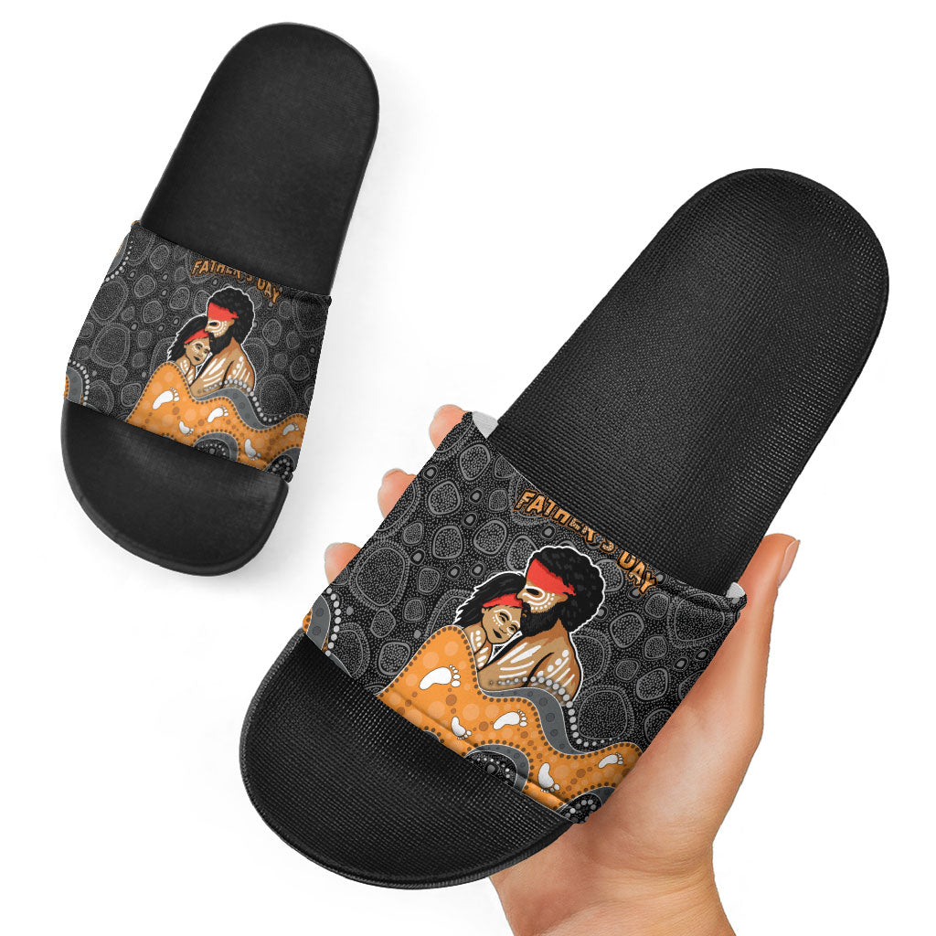Australia Aboriginal Fathers Day Slide Sandals Indigenous Dot Art - Family Footprint