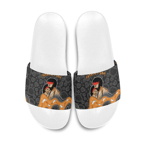 Australia Aboriginal Fathers Day Slide Sandals Indigenous Dot Art - Family Footprint
