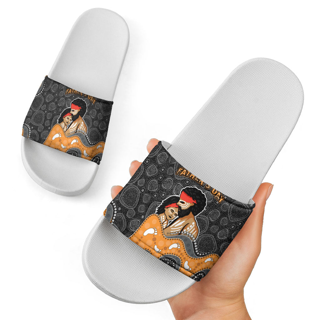 Australia Aboriginal Fathers Day Slide Sandals Indigenous Dot Art - Family Footprint
