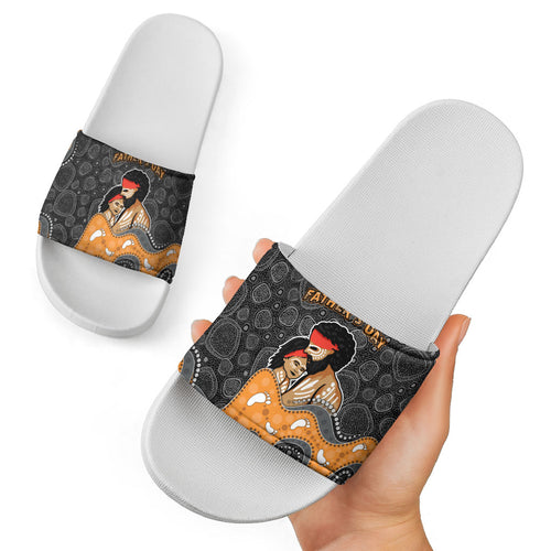 Australia Aboriginal Fathers Day Slide Sandals Indigenous Dot Art - Family Footprint