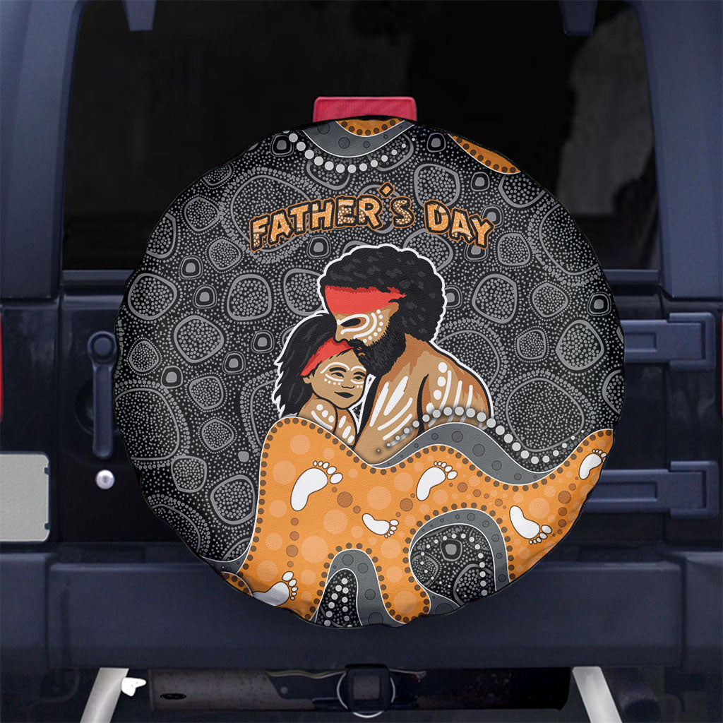 Australia Aboriginal Fathers Day Spare Tire Cover Indigenous Dot Art - Family Footprint