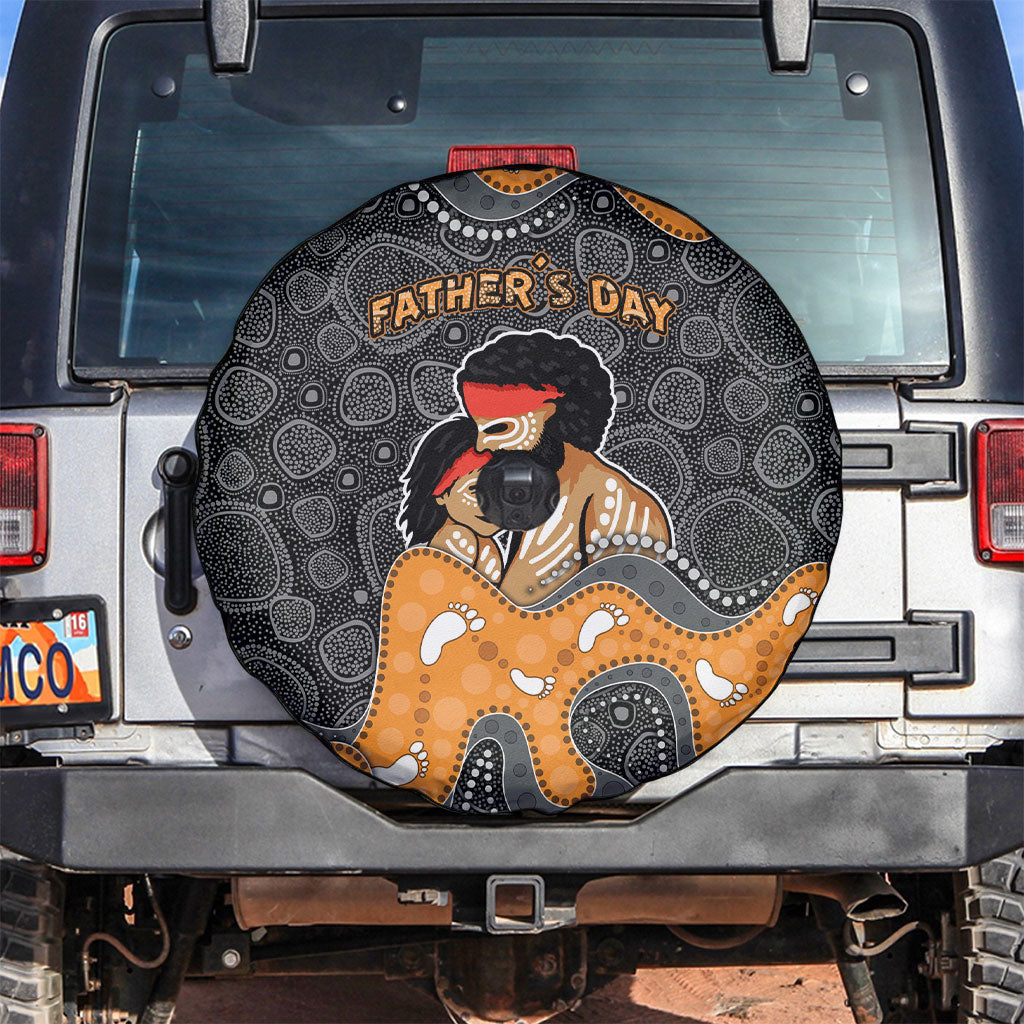Australia Aboriginal Fathers Day Spare Tire Cover Indigenous Dot Art - Family Footprint
