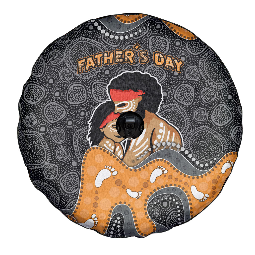 Australia Aboriginal Fathers Day Spare Tire Cover Indigenous Dot Art - Family Footprint