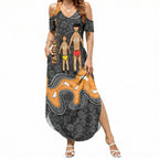 Australia Aboriginal Fathers Day Summer Maxi Dress Indigenous Dot Art - Family Footprint