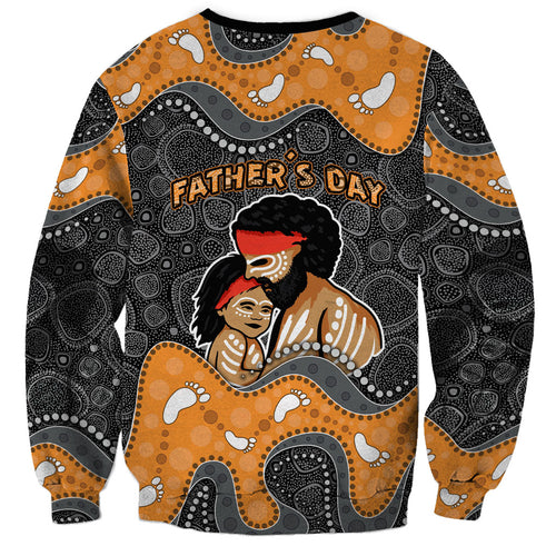 Australia Aboriginal Fathers Day Sweatshirt Indigenous Dot Art - Family Footprint