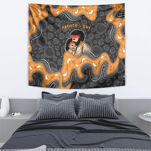 Australia Aboriginal Fathers Day Tapestry Indigenous Dot Art - Family Footprint