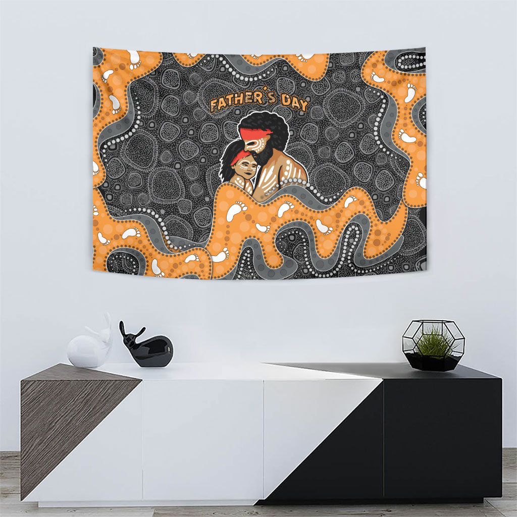 Australia Aboriginal Fathers Day Tapestry Indigenous Dot Art - Family Footprint