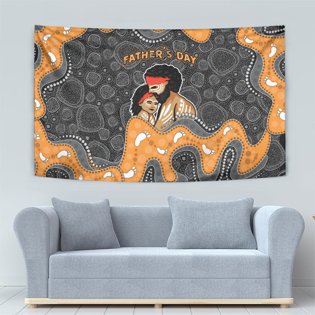 Australia Aboriginal Fathers Day Tapestry Indigenous Dot Art - Family Footprint