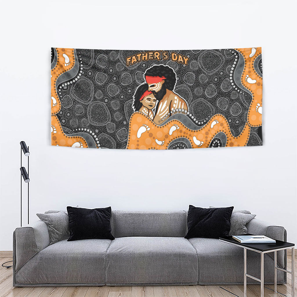Australia Aboriginal Fathers Day Tapestry Indigenous Dot Art - Family Footprint