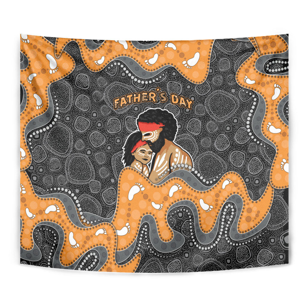 Australia Aboriginal Fathers Day Tapestry Indigenous Dot Art - Family Footprint