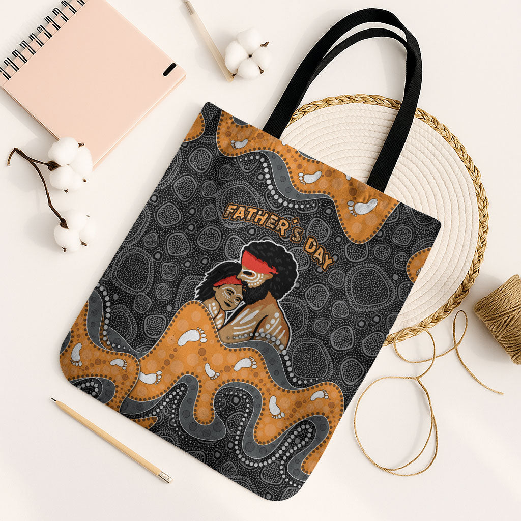 Australia Aboriginal Fathers Day Tote Bag Indigenous Dot Art - Family Footprint