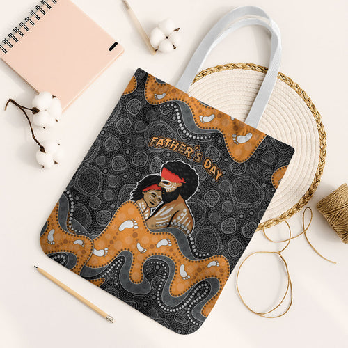 Australia Aboriginal Fathers Day Tote Bag Indigenous Dot Art - Family Footprint