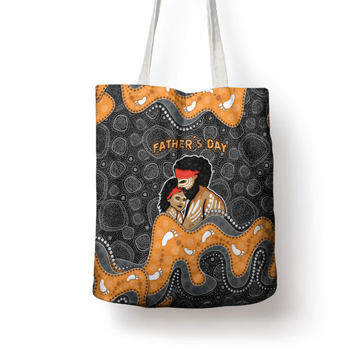 Australia Aboriginal Fathers Day Tote Bag Indigenous Dot Art - Family Footprint