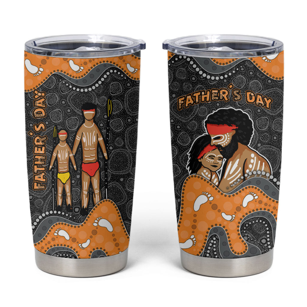 Australia Aboriginal Fathers Day Tumbler Cup Indigenous Dot Art - Family Footprint