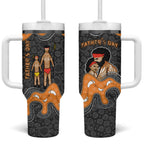 Australia Aboriginal Fathers Day Tumbler With Handle Indigenous Dot Art - Family Footprint