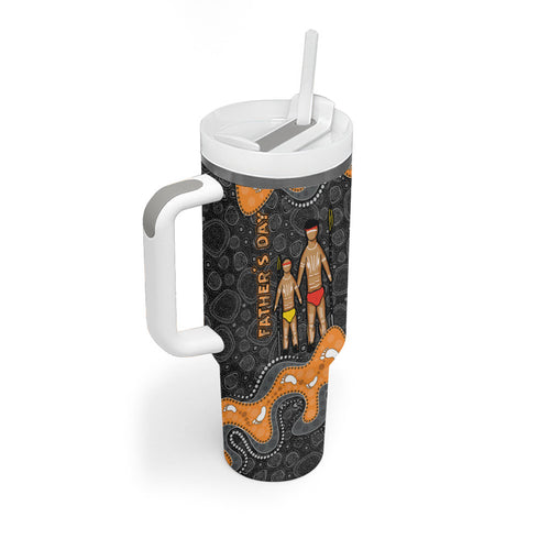 Australia Aboriginal Fathers Day Tumbler With Handle Indigenous Dot Art - Family Footprint