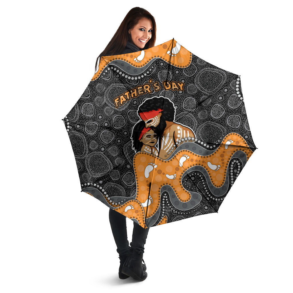 Australia Aboriginal Fathers Day Umbrella Indigenous Dot Art - Family Footprint
