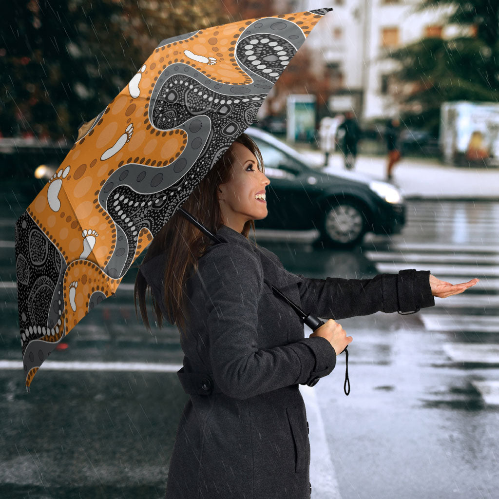 Australia Aboriginal Fathers Day Umbrella Indigenous Dot Art - Family Footprint