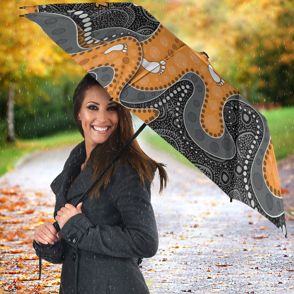 Australia Aboriginal Fathers Day Umbrella Indigenous Dot Art - Family Footprint