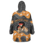 Australia Aboriginal Fathers Day Wearable Blanket Hoodie Indigenous Dot Art - Family Footprint