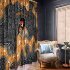 Australia Aboriginal Fathers Day Window Curtain Indigenous Dot Art - Family Footprint
