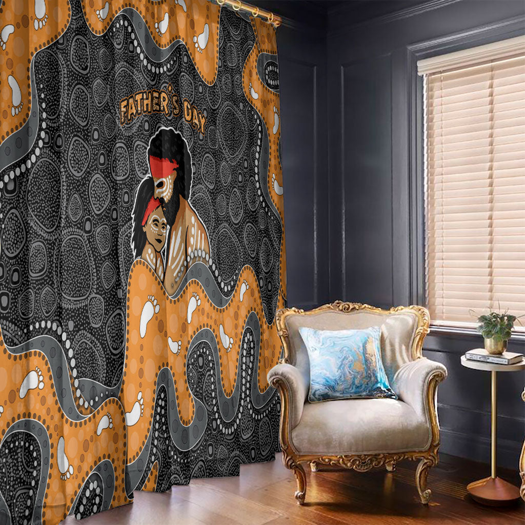 Australia Aboriginal Fathers Day Window Curtain Indigenous Dot Art - Family Footprint