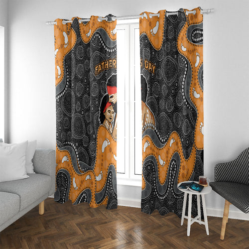Australia Aboriginal Fathers Day Window Curtain Indigenous Dot Art - Family Footprint