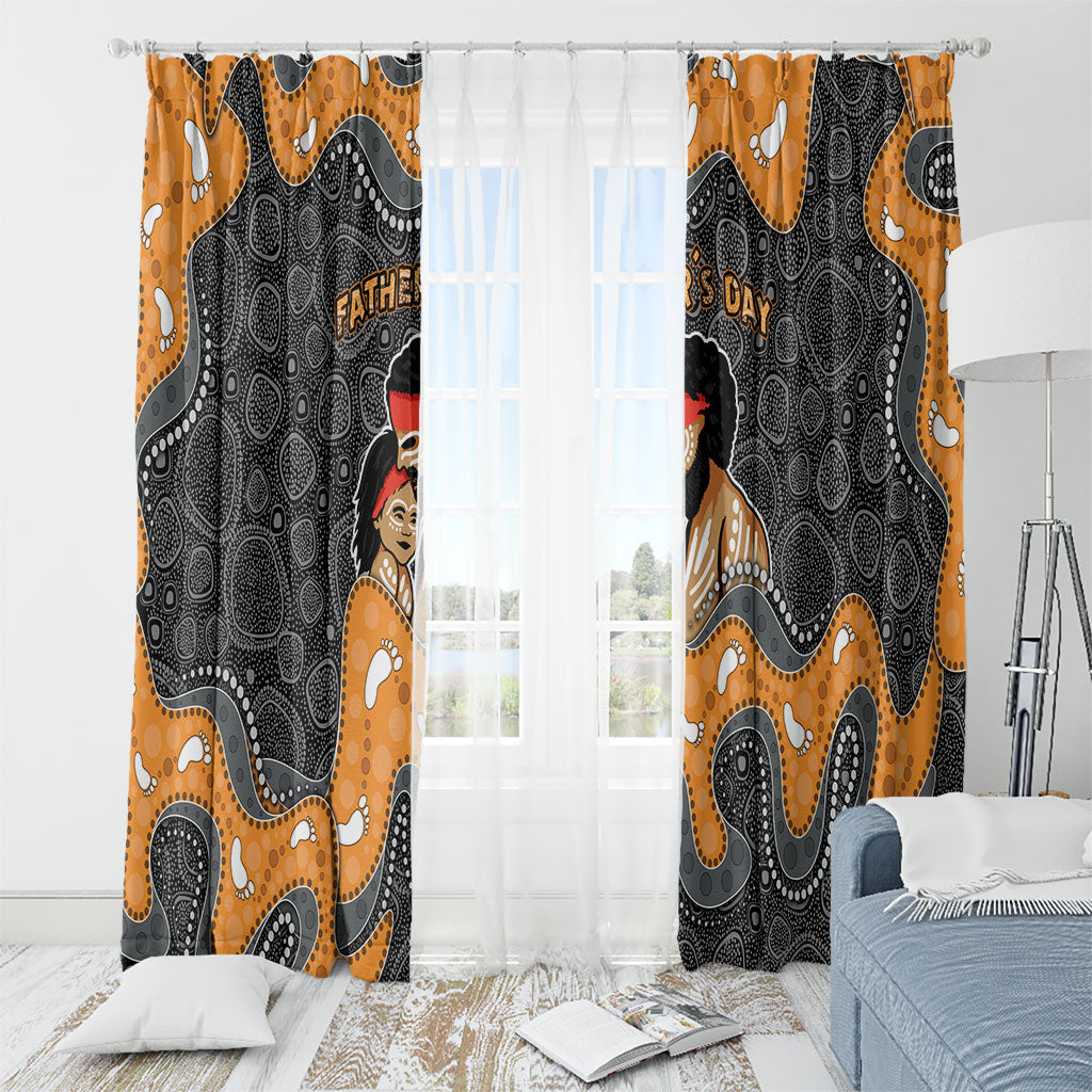 Australia Aboriginal Fathers Day Window Curtain Indigenous Dot Art - Family Footprint