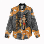Australia Aboriginal Fathers Day Women Casual Shirt Indigenous Dot Art - Family Footprint