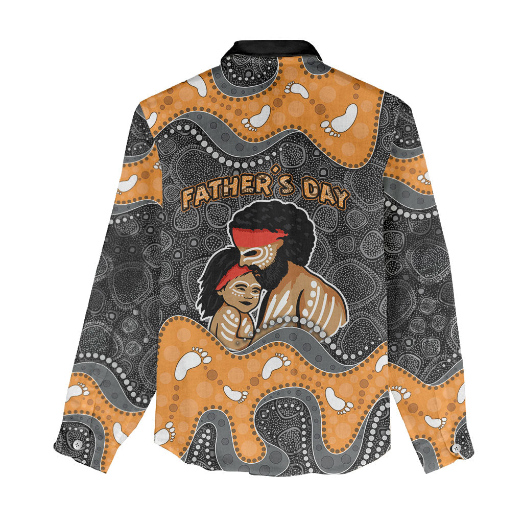 Australia Aboriginal Fathers Day Women Casual Shirt Indigenous Dot Art - Family Footprint