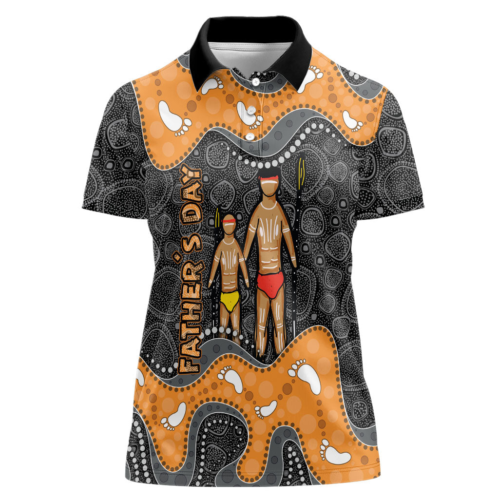Australia Aboriginal Fathers Day Women Polo Shirt Indigenous Dot Art - Family Footprint